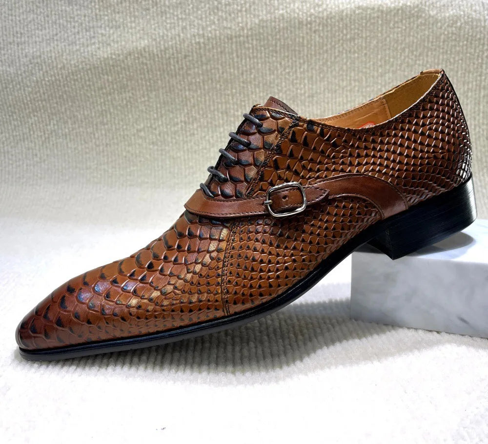 Oxford de Luxe Homme Cuir Véritable Bout Pointu Boucle | Noir & Marron – CLEVI Paris