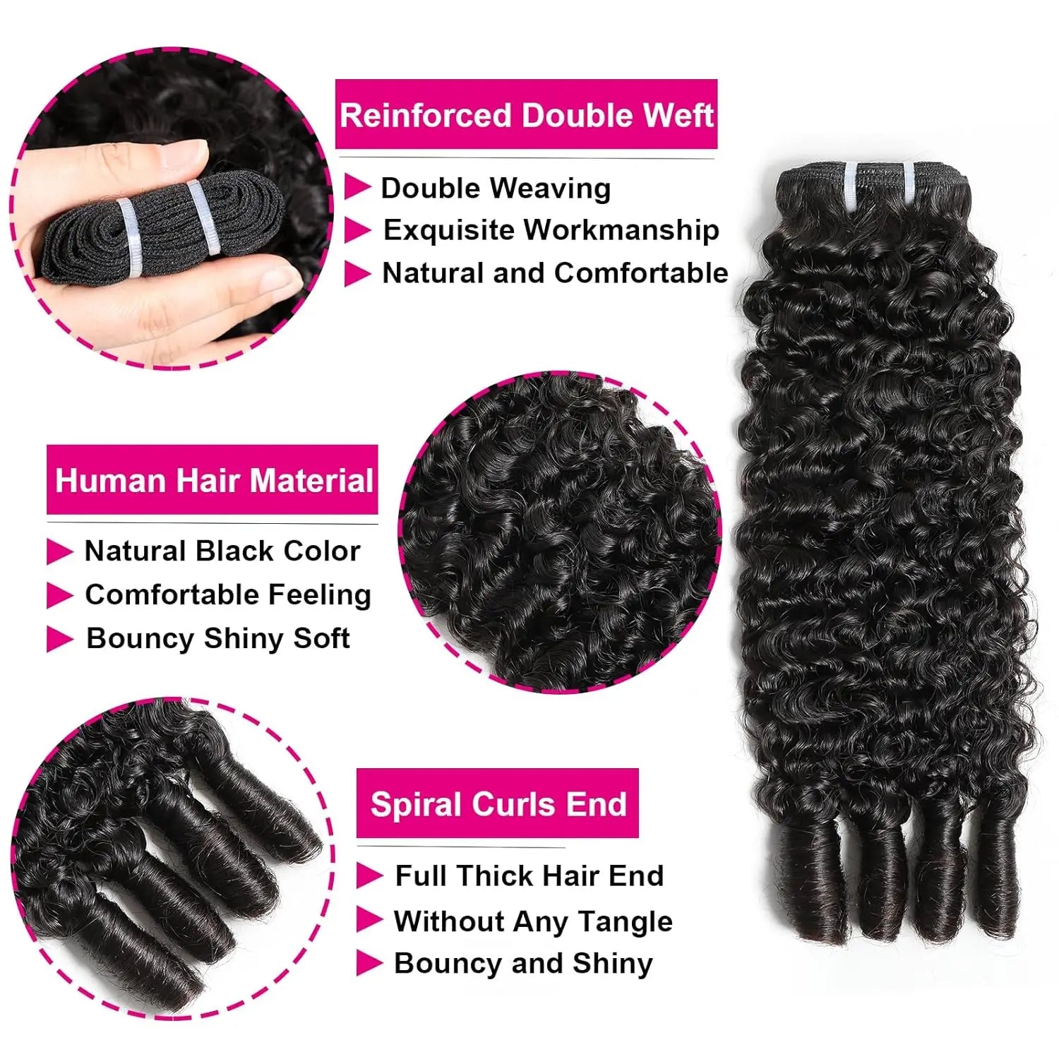 Bundles Bouclés Burmese Curly Cheveux Humains Remy Hair Boucles Spirales – CLEVI Paris