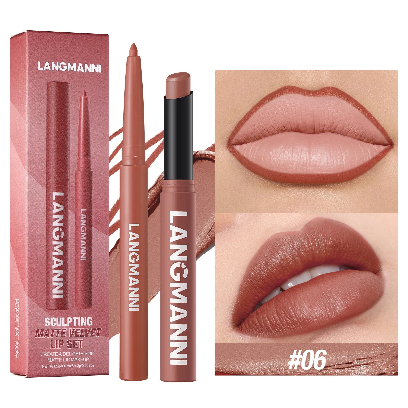 Rouge à Lèvres 2-en-1 Contour & Couleur Imperméable – Longue Tenue Sans Bavure