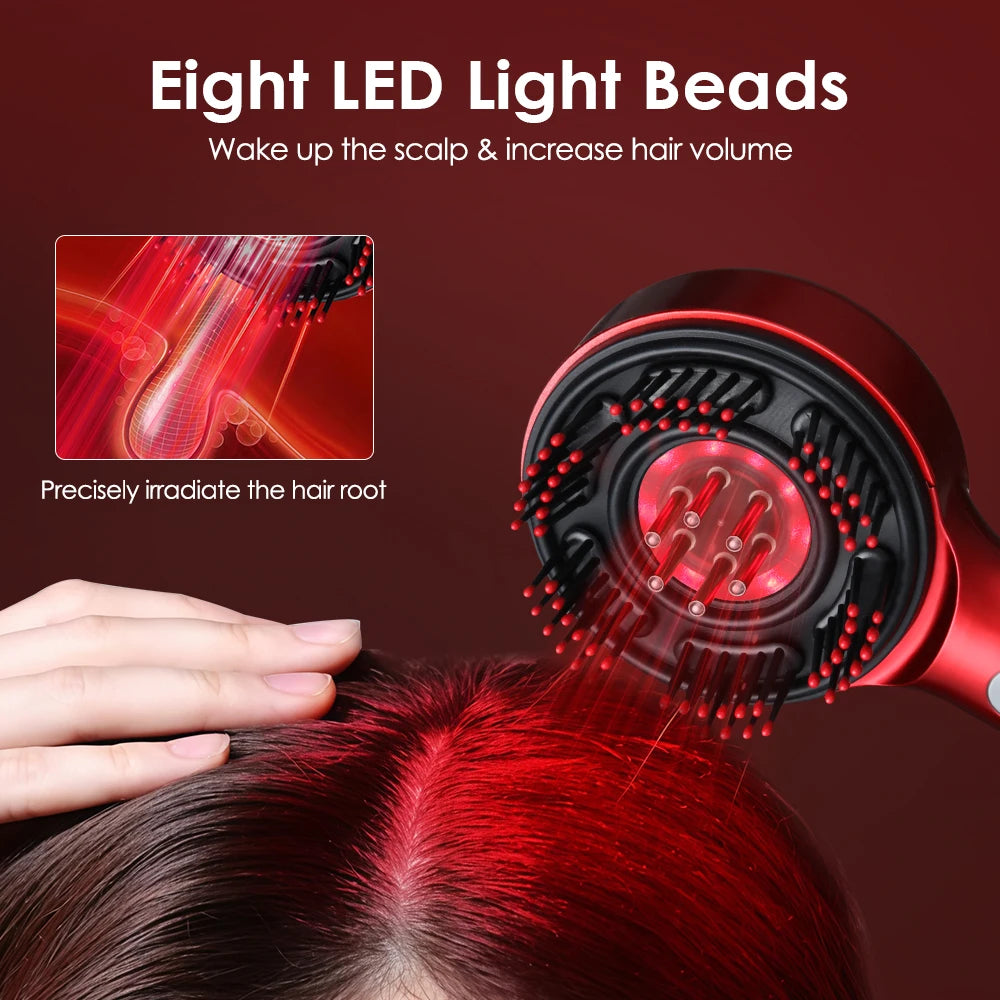 Peigne Massant Électrique Cuir Chevelu LED Huile Anti-Chute — CLEVI Paris