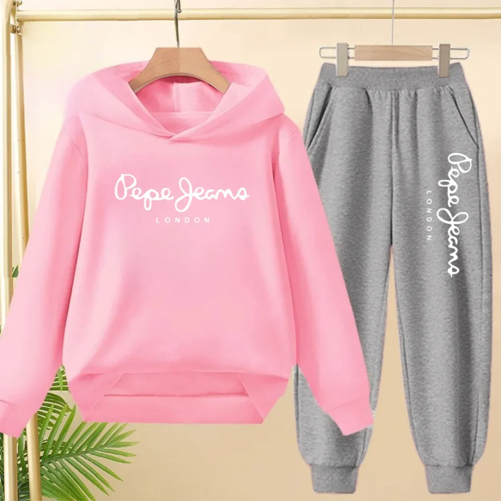 Ensemble Sweat à Capuche + Pantalon Enfant 3-13 Ans – Imprimé Lettres, Unisexe, Toutes Saisons – CLEVI Paris