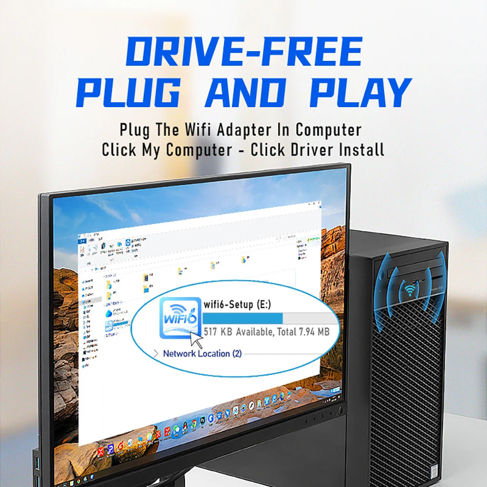 Adaptateur WiFi 6 USB WIFI FIY | 1800 Mbps, Double Bande 2,4 & 5 GHz, USB 3.0, PC & Laptop – CLEVI Paris