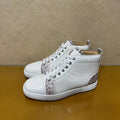 Sneakers Montantes Cuir Croco Blanc Homme – Semelle Rouge, Lacets, Imperméable, Tailles 35-48 – CLEVI Paris