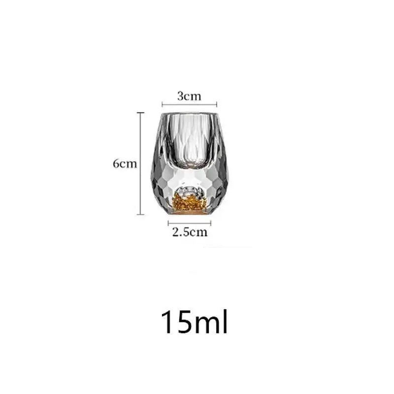 Verres à Shot en Cristal Luxe Feuille d’Or — 15ml, Vodka, Saké, Bar, Lot 1 à 6 | CLEVI Paris