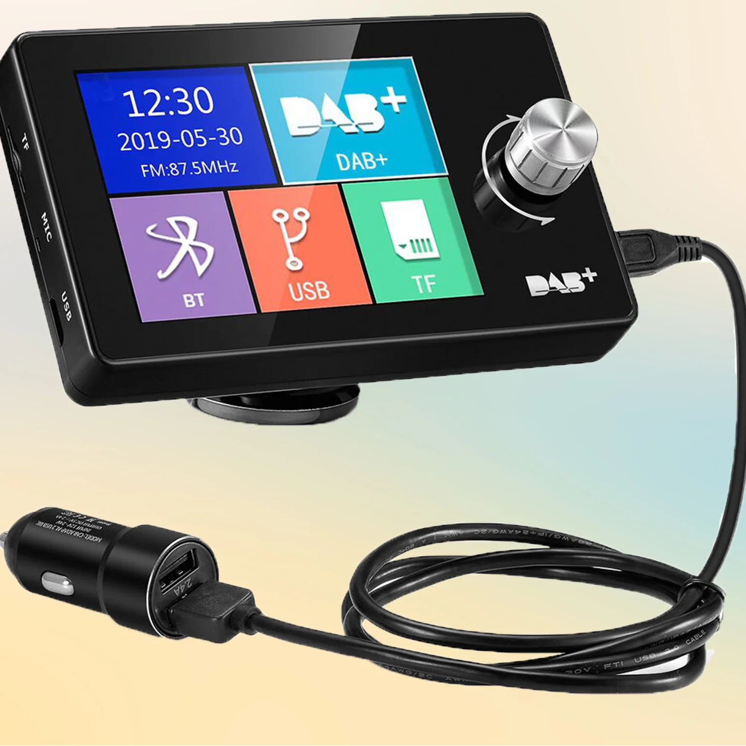 Adaptateur DAB+ Voiture Ezonetronics – Écran 2,8" Couleur, Bluetooth, Transmetteur FM, Carte TF 64Go, Appel Mains Libres