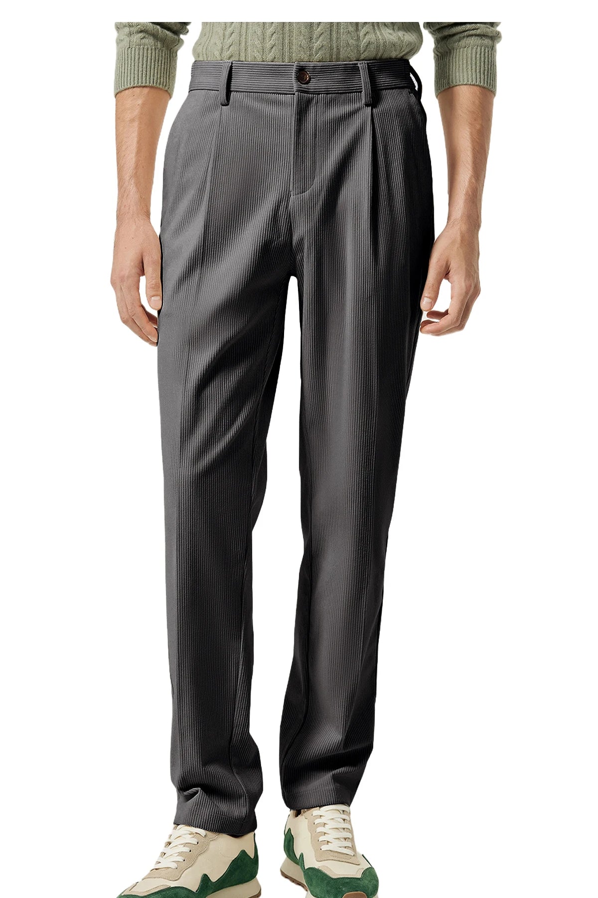 Pantalon homme en velours côtelé taille haute – CLEVI Paris