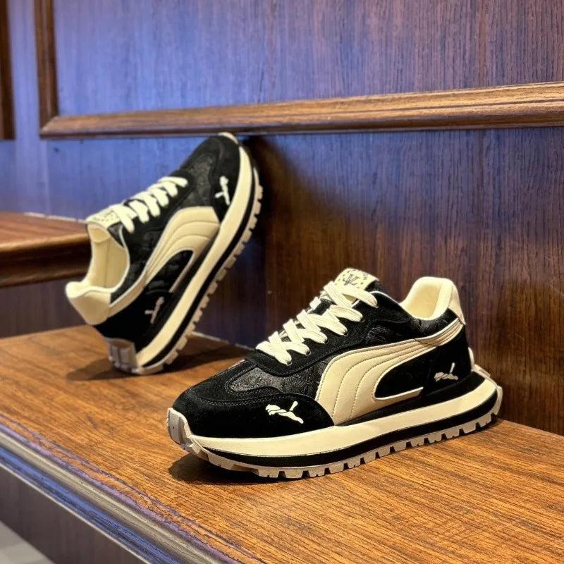 Sneakers Homme Casual Semelle Épaisse – Cuir | Respirant | Imperméable | 3 Coloris | Tailles 39-44