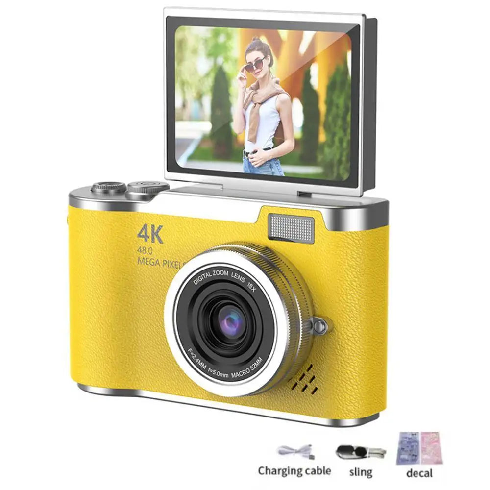 Appareil Photo Numérique CCD 48MP 4K Zoom 8x Écran Selfie 180° | Filtres Beauté Cadeau