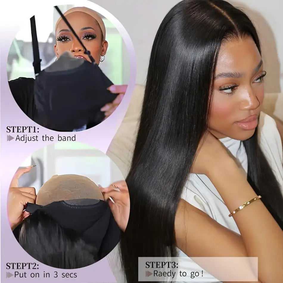 Perruque Glueless Bone Straight Cheveux Humains Brésiliens Remy – Fermeture 4x4 / 5x5 Sans Colle – CLEVI Paris