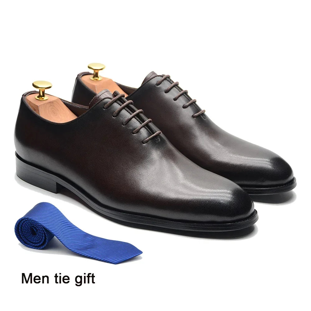 Richelieu Homme Whole-Cut Oxford – Cuir Véritable, Fait Main, Bout Uni – CLEVI Paris