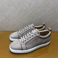 Sneakers Basses Cuir Véritable Gris Homme – Semelle Rouge, Sans Rivets, Tailles 35-48 – CLEVI Paris