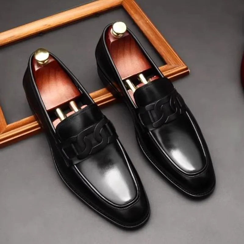 Loafer Homme Cuir Véritable Boucle Métal Slip-On – CLEVI Paris