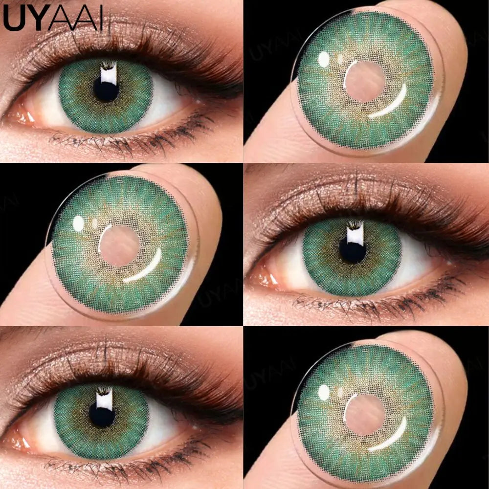 Lentilles de Contact Colorées UYAAI – 15 Teintes de Vert, Sans Correction, Port Annuel