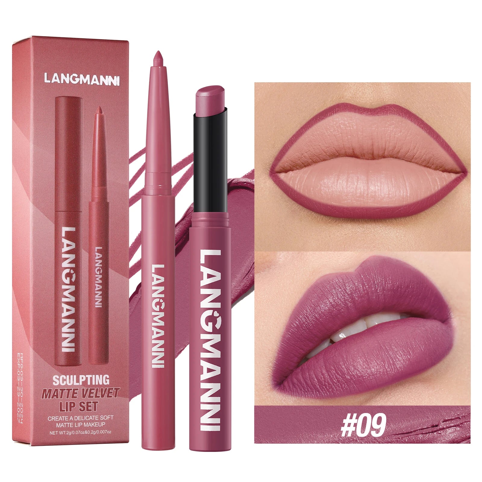 Rouge à Lèvres 2-en-1 Contour & Couleur Imperméable – Longue Tenue Sans Bavure