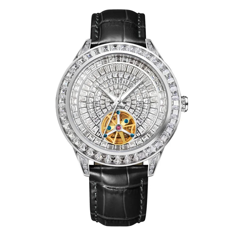 Montre Mécanique Femme & Homme HAEMMER 5037 – Cadran Diamants, Cuir & Automatique | Luxe