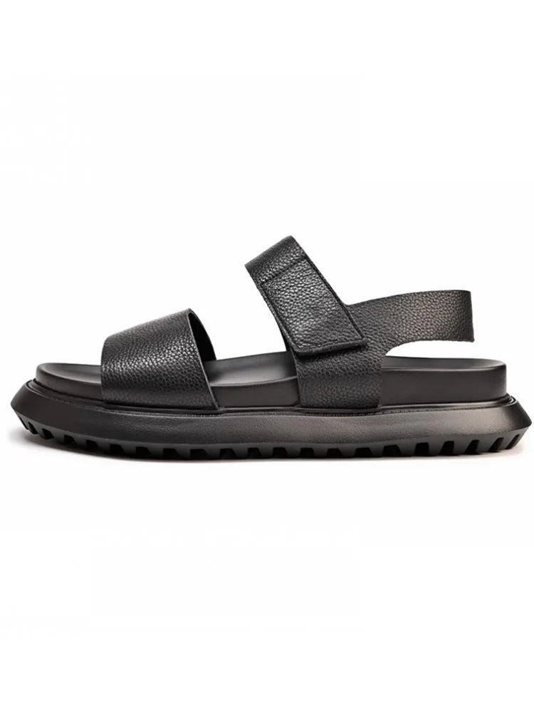 Sandales Homme Cuir de Vache Véritable Plateforme Velcro Antidérapantes – CLEVI Paris