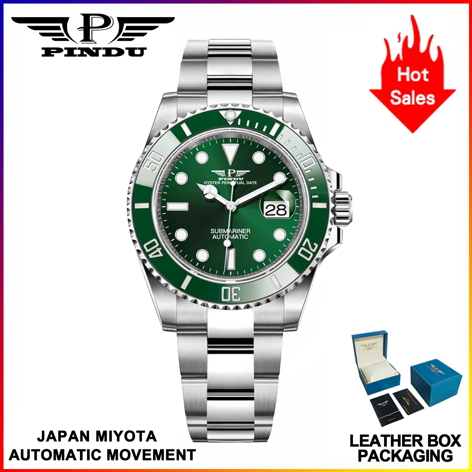 Montre PINDU PD6591 Mécanique Automatique Miyota Acier 40 mm Étanche 10 Bar – CLEVI Paris