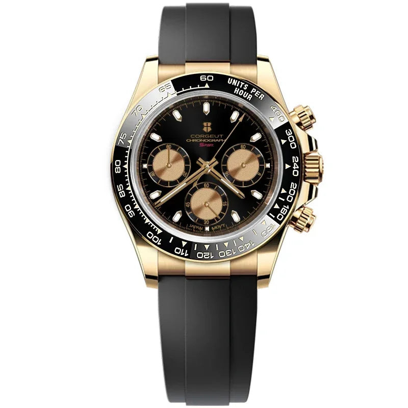 Montre Chronographe Homme Corgeut 9002 Quartz VK63 Saphir 100m Silicone – CLEVI Paris