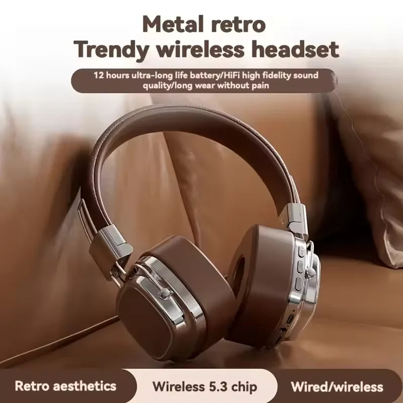 Casque Bluetooth 5.3 Pliable Rétro DJ Stéréo Micro Filaire & Sans Fil – CLEVI Paris