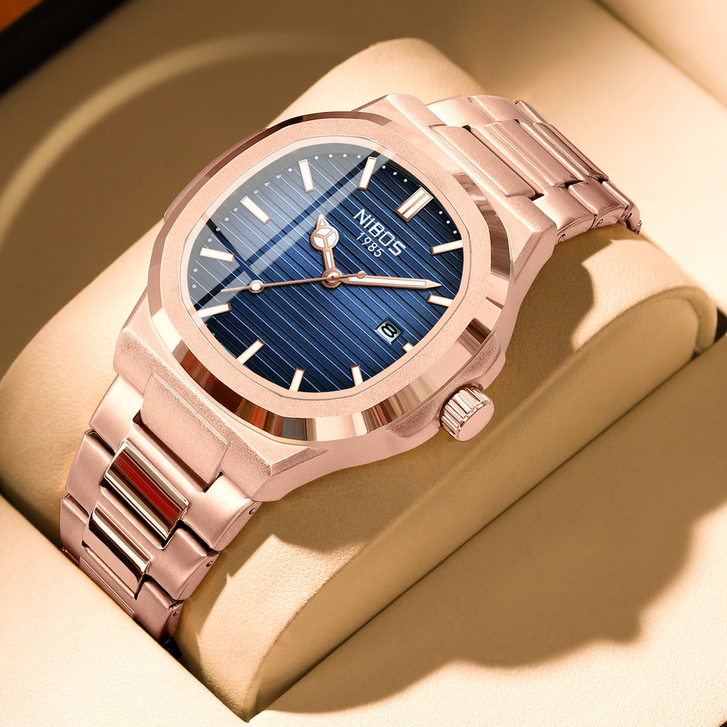 Montre NIBOSI 2632 – Quartz Sport, Boîtier Carré Alliage, Bracelet Acier Inoxydable, Étanche 3 ATM – CLEVI Paris