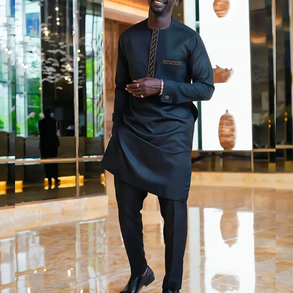 Ensemble Deux Pièces Kaftan Homme Brodé – CLEVI Paris