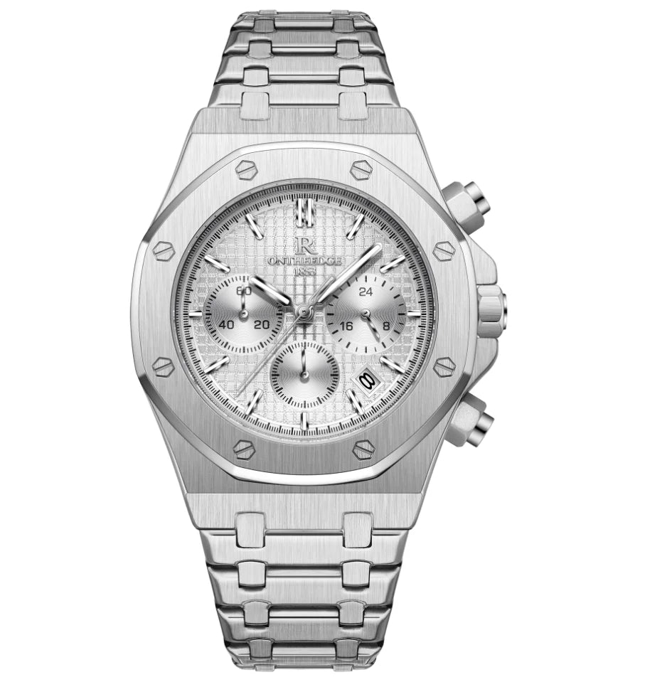 ONTHEEDGE RZY126 – Montre Quartz Homme | Chronographe, Mouvement Japonais MIYOTA, Bracelet Acier