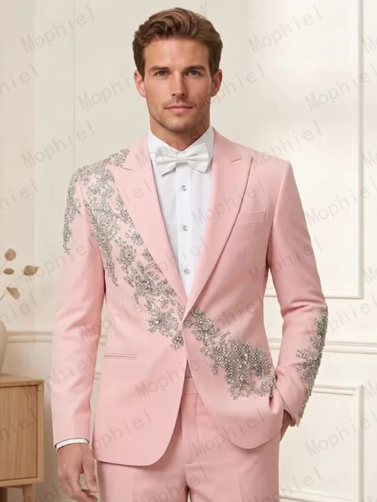 Costume homme 2 pièces floral brodé – CLEVI Paris