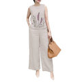Ensemble 2 Pièces Femme Blouse Brodée Sans Manches Pantalon Jambe Large Style Bohème Été – CLEVI Paris