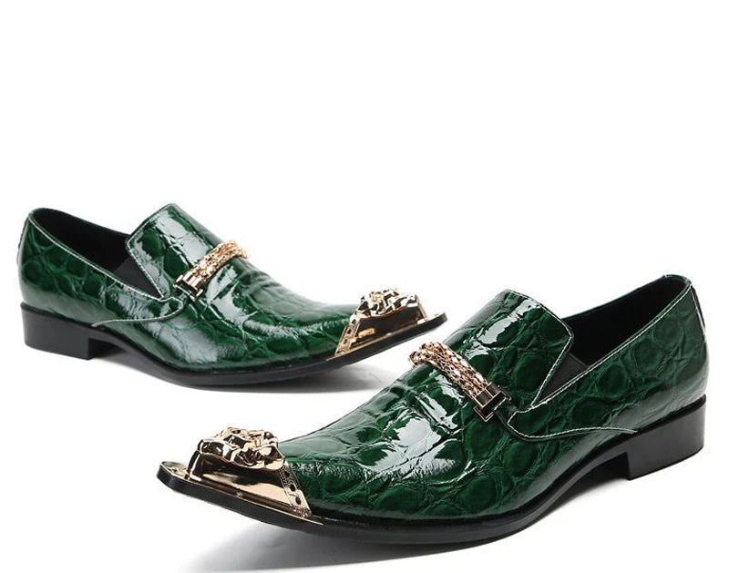 Oxford Homme Cuir Crocodile Embossé – Tête Métallique, 8 Coloris, Grande Taille EU 36-49 – CLEVI Paris