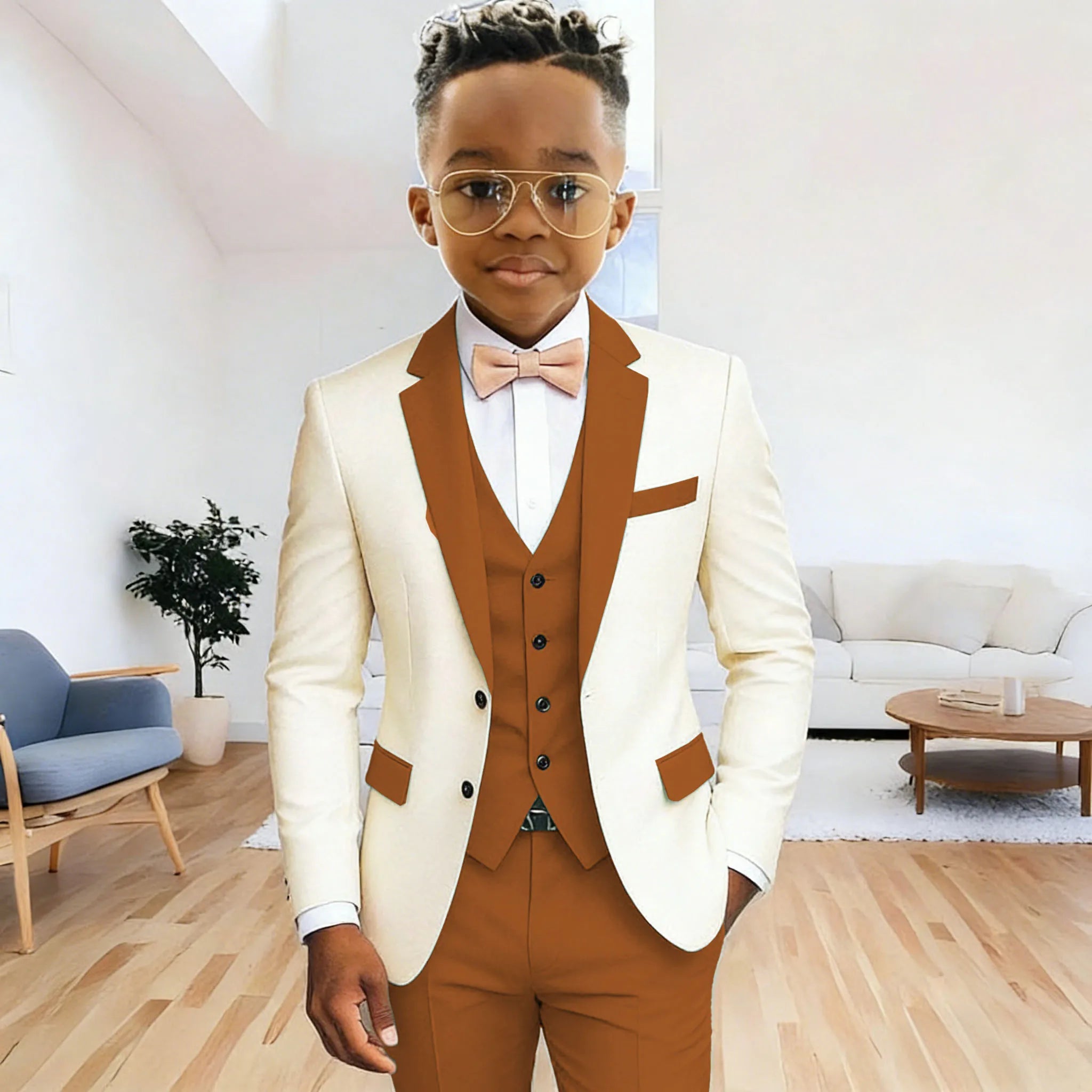 Costume 3 Pièces Garçon | Veste + Gilet + Pantalon | Mariage Cérémonie 2-16 Ans