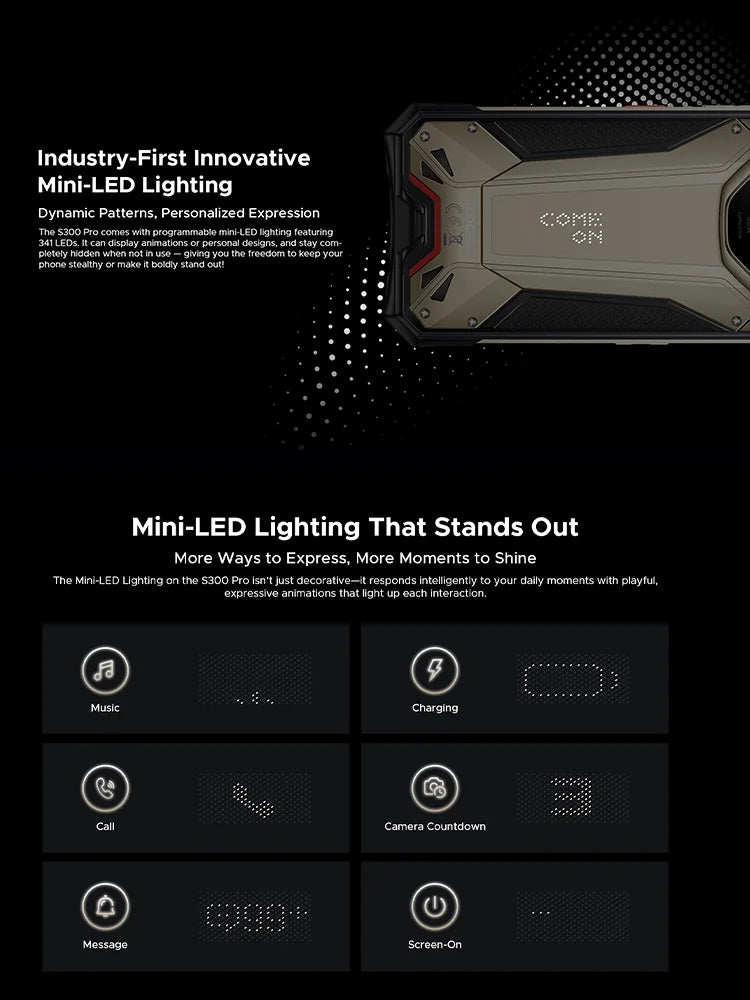 DOOGEE S300 Pro 5G Flagship Rugged Phone, World Premiere, 6.78", Digital display,48GB(16+32) RAM + 512GB ROM, 11000mAh Big Battery, Android 16, LED Light Display Array,66W Super Fast Charging