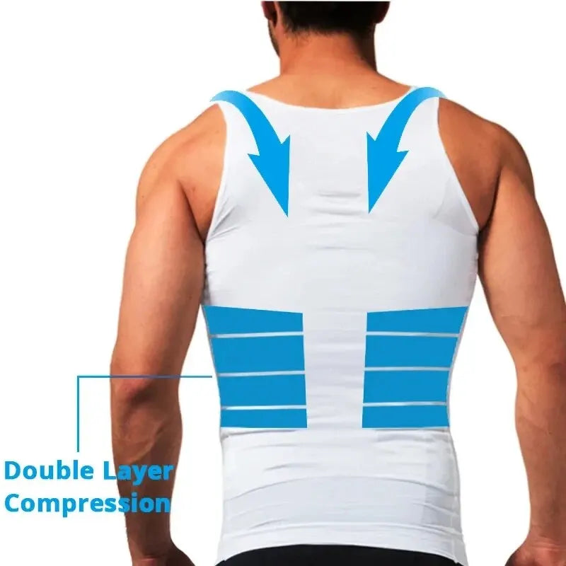 Débardeur Gainant Homme Sans Couture Compression Taille Ventre — CLEVI Paris