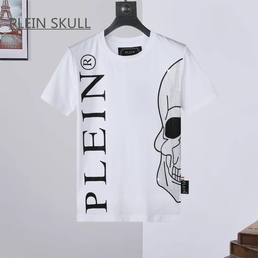 T-Shirt Homme Plein Skull Gothique Punk Col Rond Manches Courtes – CLEVI Paris