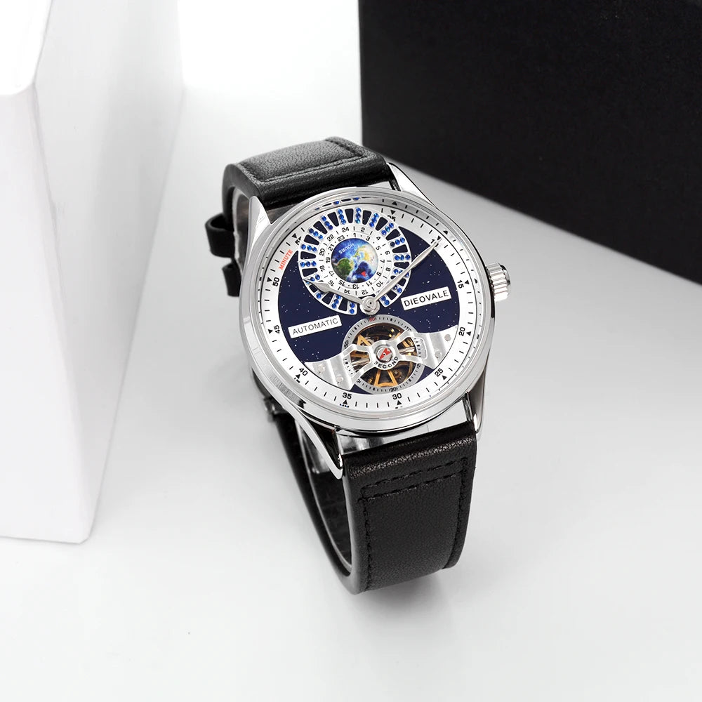 Gezfeel Montre Automatique Homme Squelette Cuir Véritable Étanche 41mm – CLEVI Paris