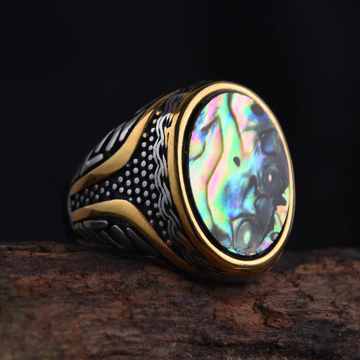 Bague Homme Pierre Acier Inoxydable Vintage – CLEVI Paris