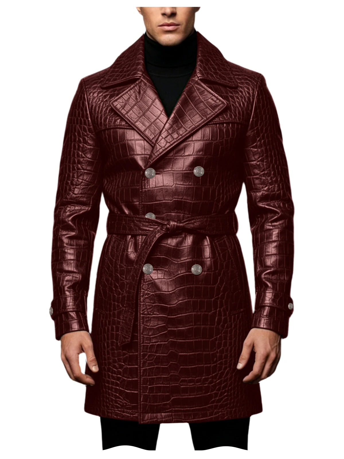 Manteau homme effet croco double boutonnage – CLEVI Paris
