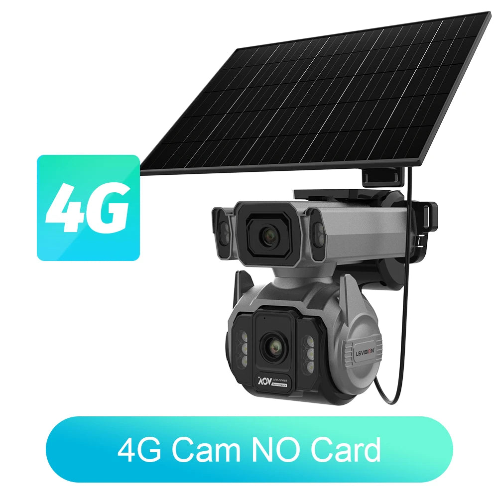 Caméra Solaire 4G LS VISION AOV 4K Double Objectif Zoom 12x PTZ Suivi IA 24/7 IP66 – CLEVI Paris
