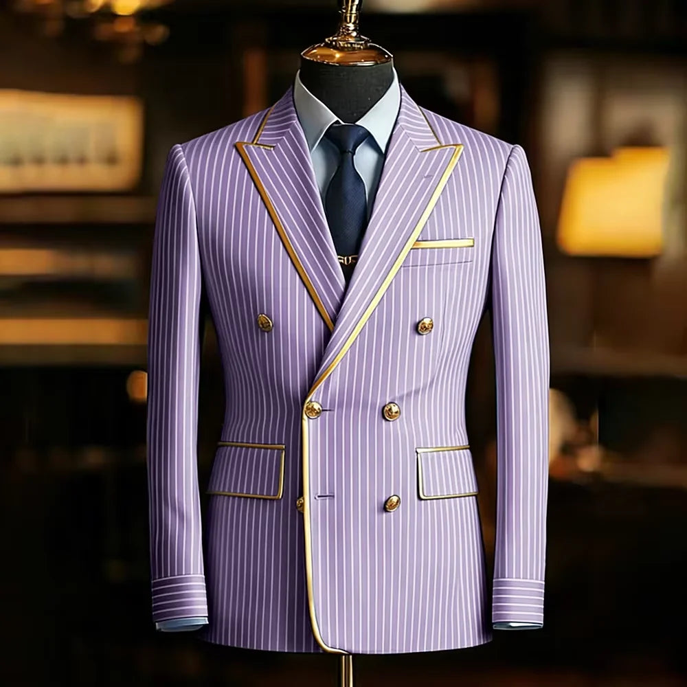 Blazer Croisé Homme Rayures Fines – CLEVI Paris