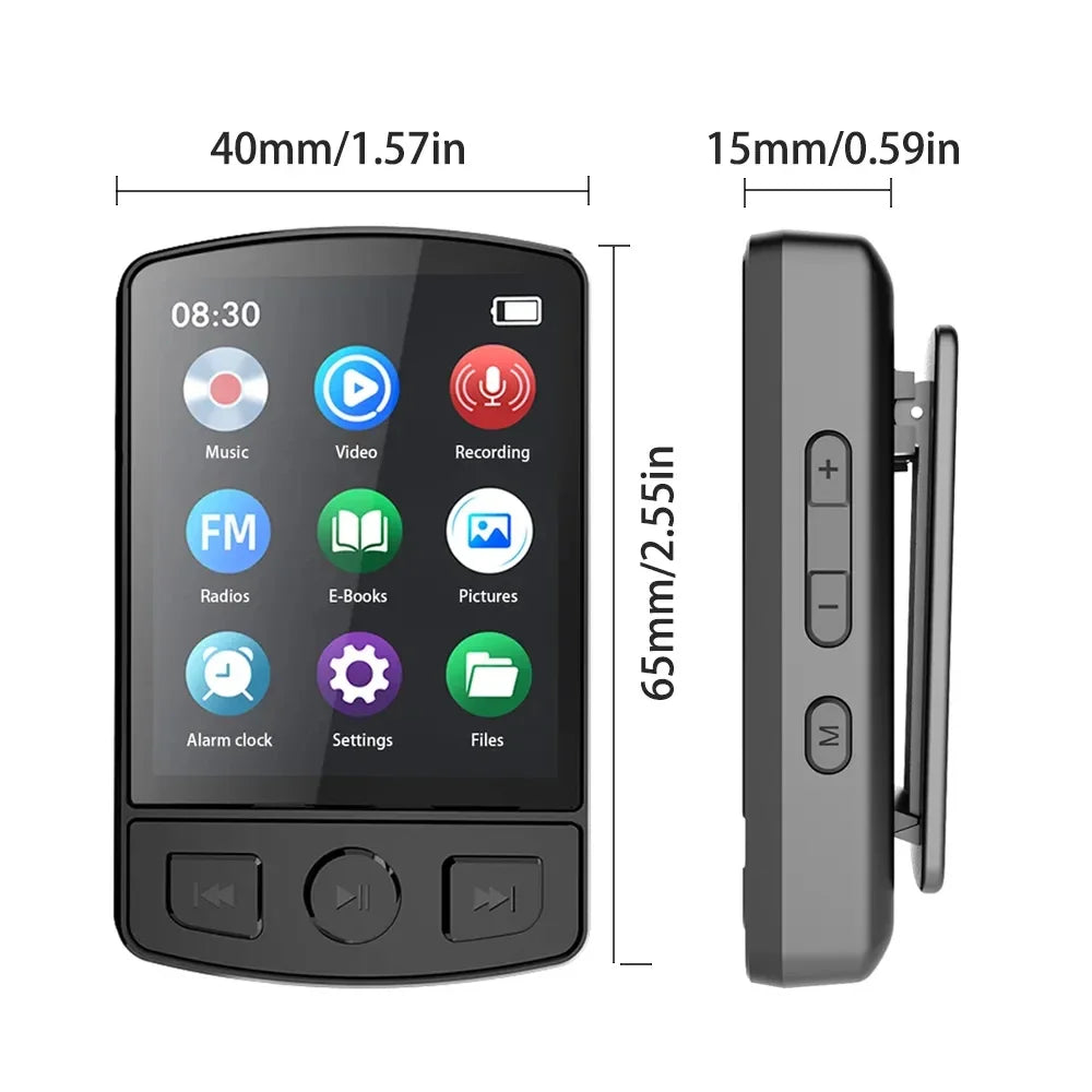 Lecteur MP3 MP4 Bluetooth 5.2 – Clip Sport HiFi avec Radio FM & Enregistreur Vocal