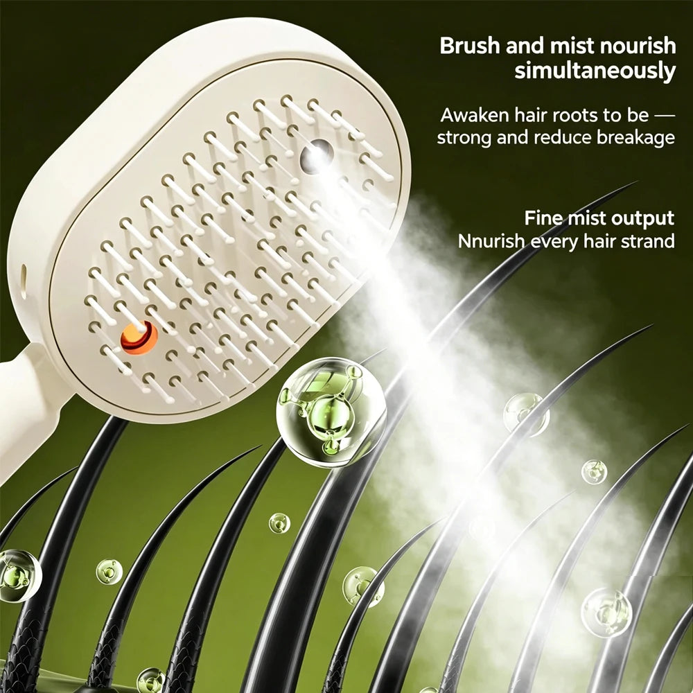 Brosse Massage Électrique 3-en-1 Spray Hydratant Cuir Chevelu Rechargeable – CLEVI Paris
