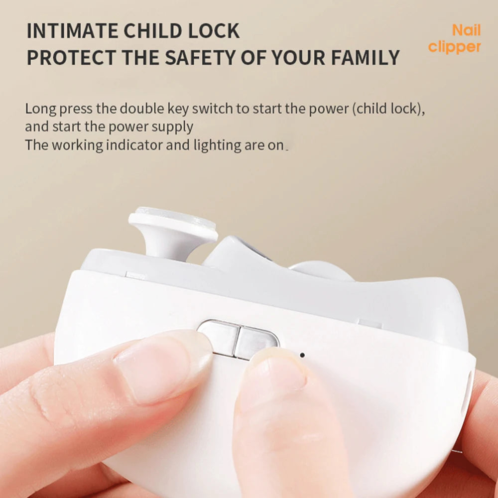 Coupe-Ongles Électrique 2-en-1 Verrou Enfant — 2 Vitesses, Rechargeable — CLEVI Paris