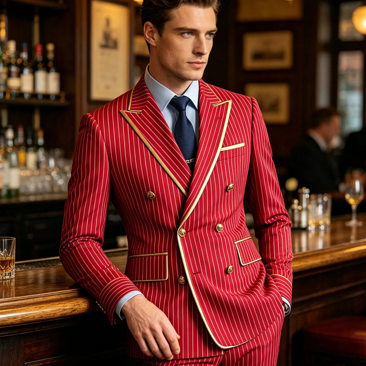 Blazer Croisé Homme Rayures Fines – CLEVI Paris