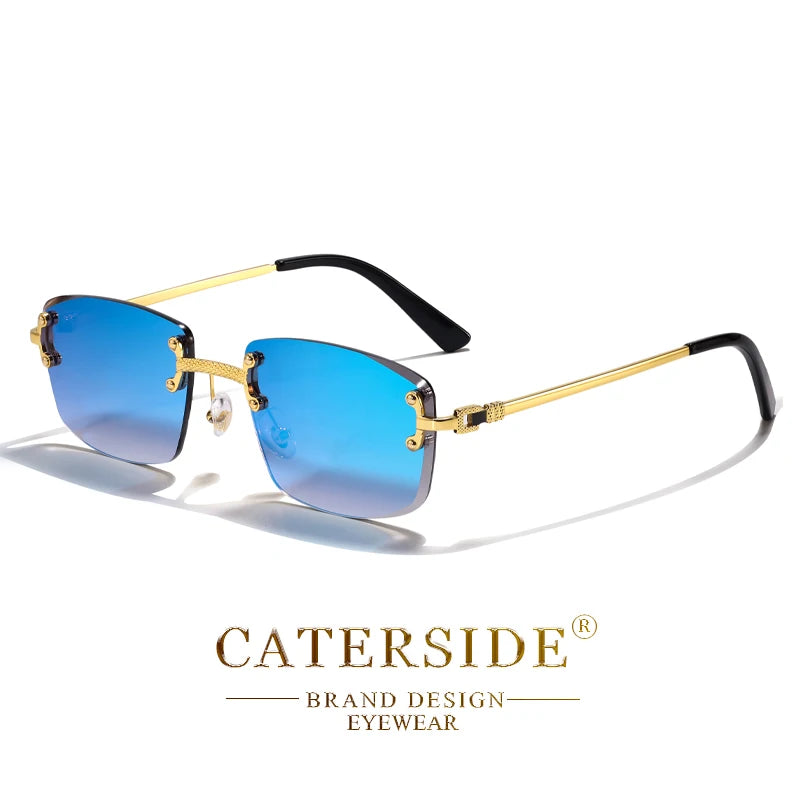Lunettes de Soleil Rectangulaires Sans Monture Punk CATERSIDE – Verres Dégradés UV400 – CLEVI Paris