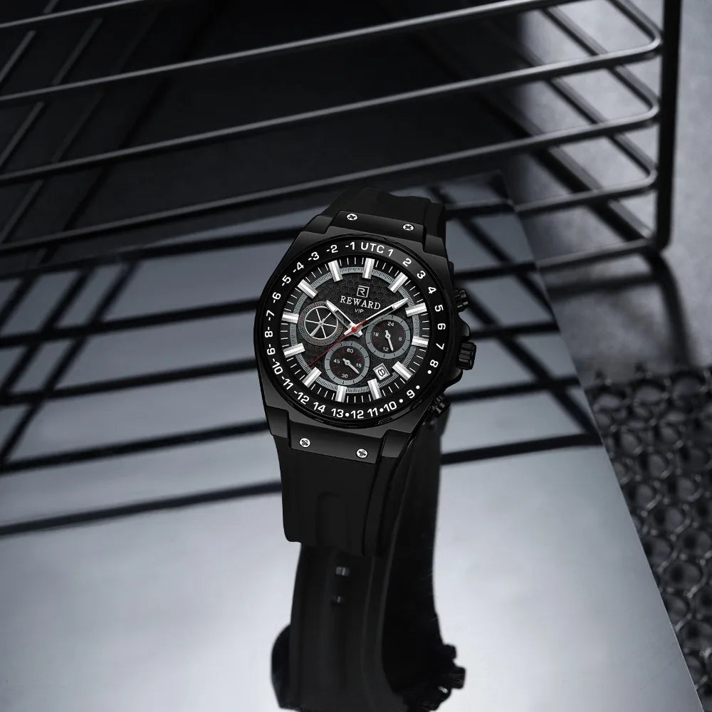 Montre Sport Quartz Chronographe REWARD Homme Silicone – CLEVI Paris