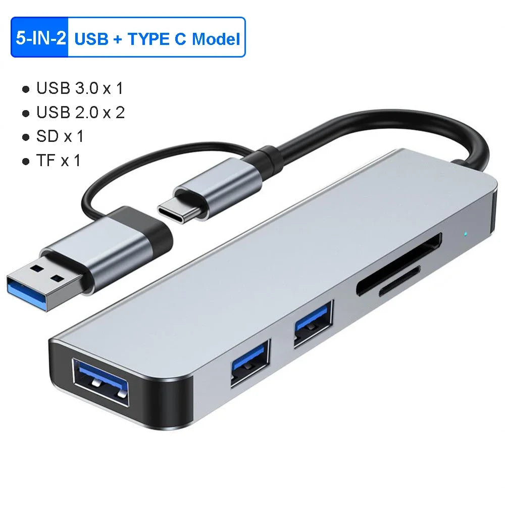 Hub USB-C Multiport 4/5/7/8-en-2 USB 3.0 5 Gbps – CLEVI Paris