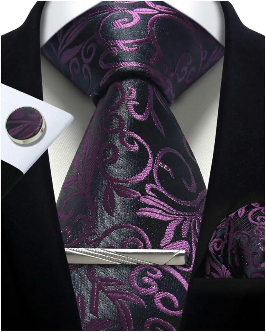 Ensemble cravate homme 4 pièces paisley – CLEVI Paris