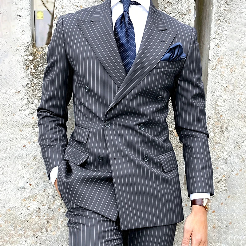 Costume 2 Pièces Homme Double Boutonnage Revers Pointu Slim Fit – CLEVI Paris