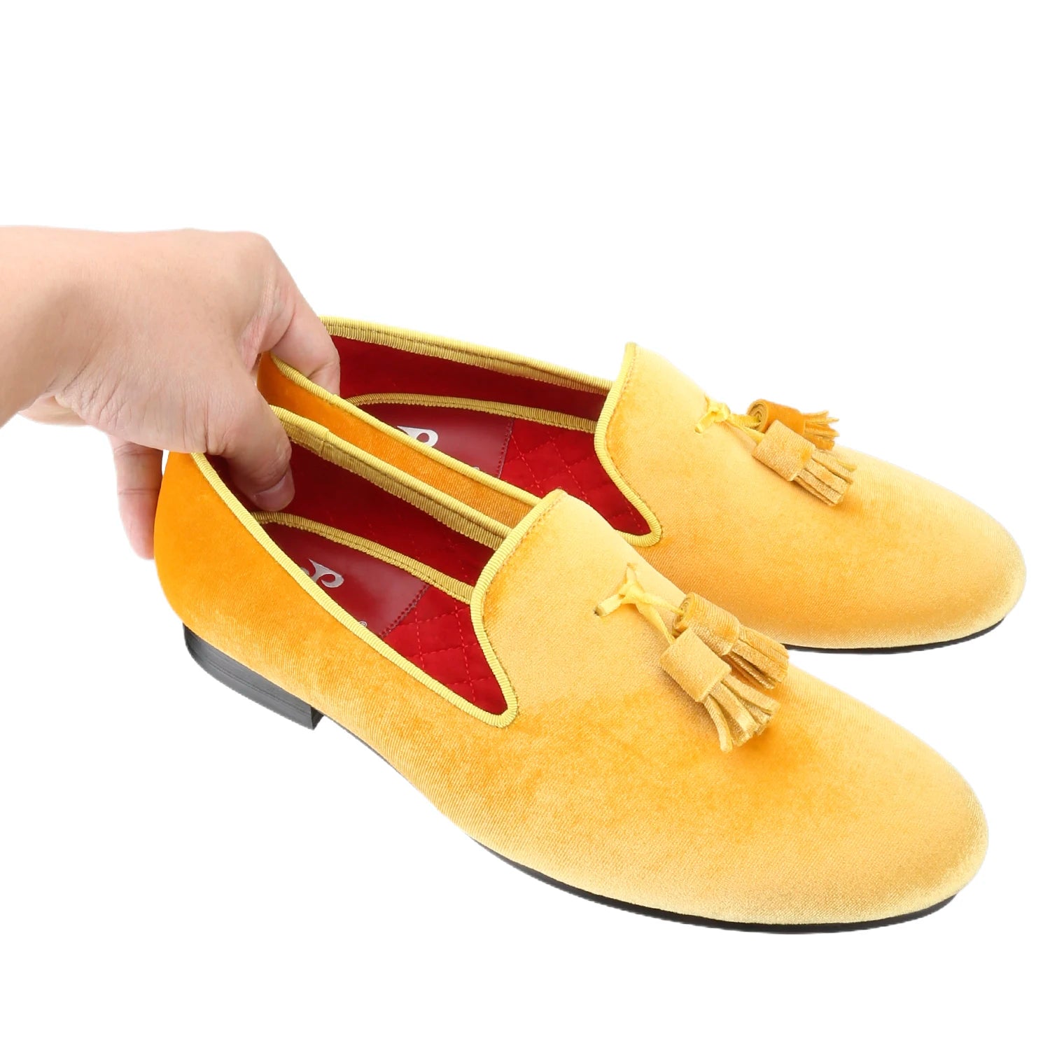 Loafers Homme Velours Slip-On Glands Faits Main Bout Rond Multicolore Soirée Banquet EU 37-50 Piergitar – CLEVI Paris