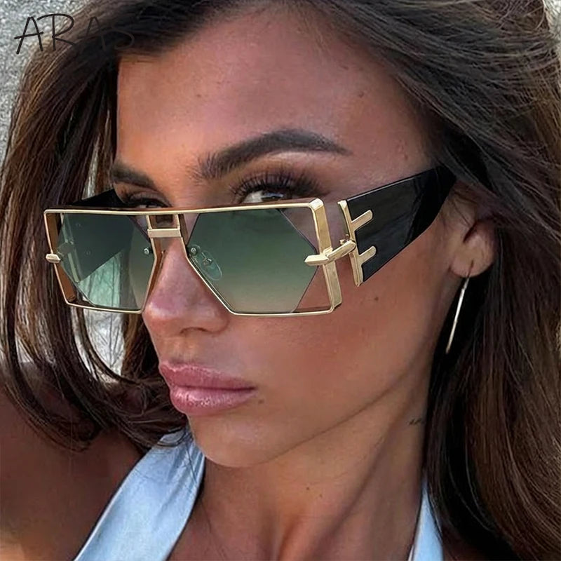 Lunettes de Soleil Steampunk Hexagonales Monture Alliage Creusée Dégradé UV400 Unisexe – CLEVI Paris