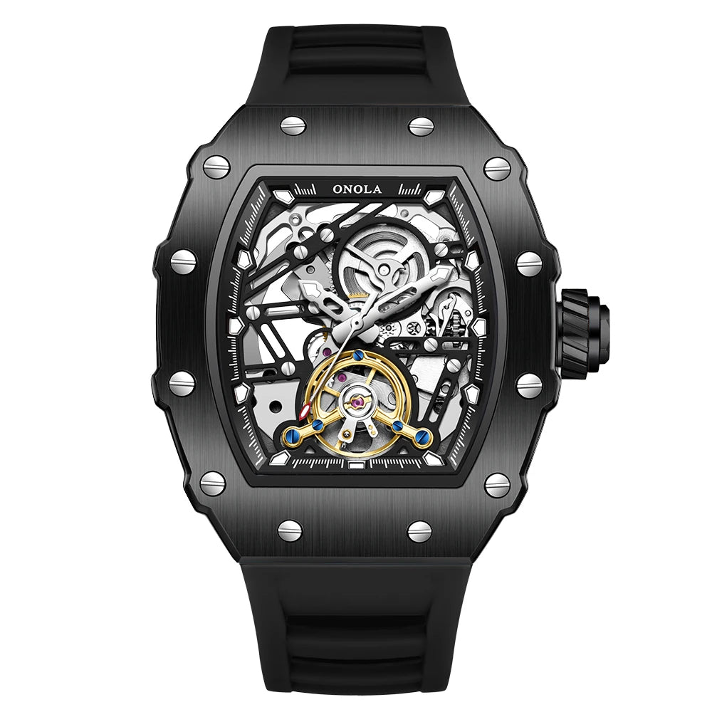 Montre Automatique Homme Onola ON-3854 Tourbillon Squelette Tonneau Silicone – CLEVI Paris